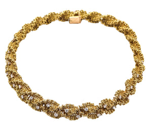 CHANTECLER 1960 Textured Twisted Necklace In 18Kt Gold With 5.15 Ctw In Diamonds