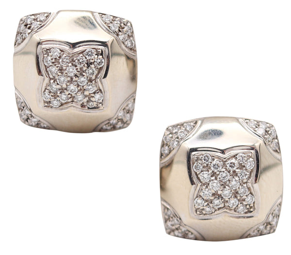 BVLGARI France Pyramid Clips-On Earrings In 18Kt White Gold & VS Diamonds