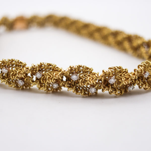 CHANTECLER 1960 Textured Twisted Necklace In 18Kt Gold With 5.15 Ctw In Diamonds