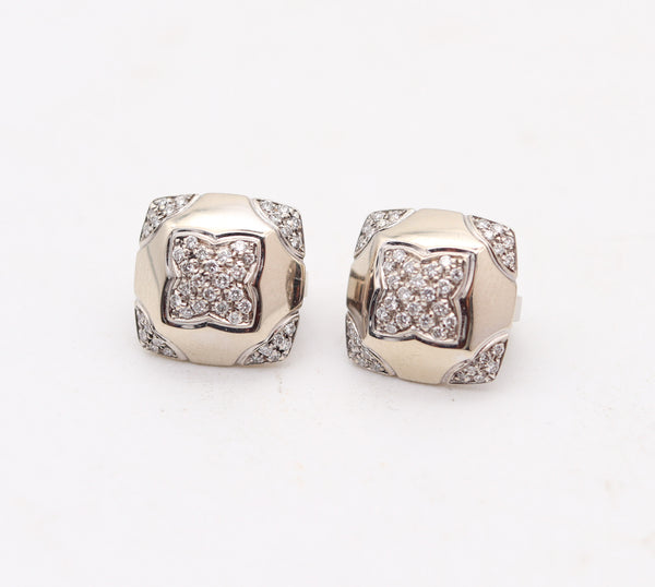 BVLGARI France Pyramid Clips-On Earrings In 18Kt White Gold & VS Diamonds