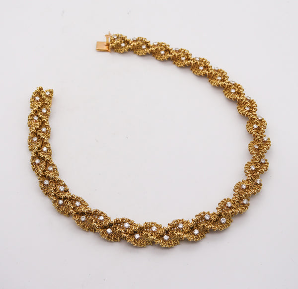 CHANTECLER 1960 Textured Twisted Necklace In 18Kt Gold With 5.15 Ctw In Diamonds