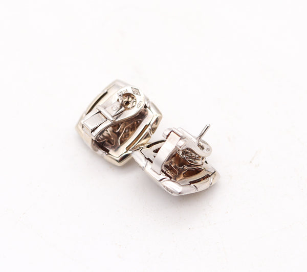 BVLGARI France Pyramid Clips-On Earrings In 18Kt White Gold & VS Diamonds