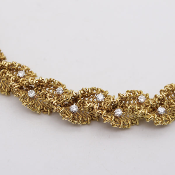 CHANTECLER 1960 Textured Twisted Necklace In 18Kt Gold With 5.15 Ctw In Diamonds