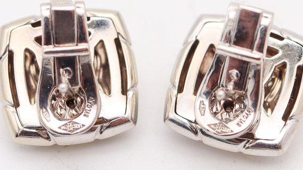 BVLGARI France Pyramid Clips-On Earrings In 18Kt White Gold & VS Diamonds