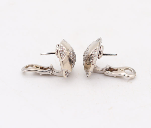 BVLGARI France Pyramid Clips-On Earrings In 18Kt White Gold & VS Diamonds
