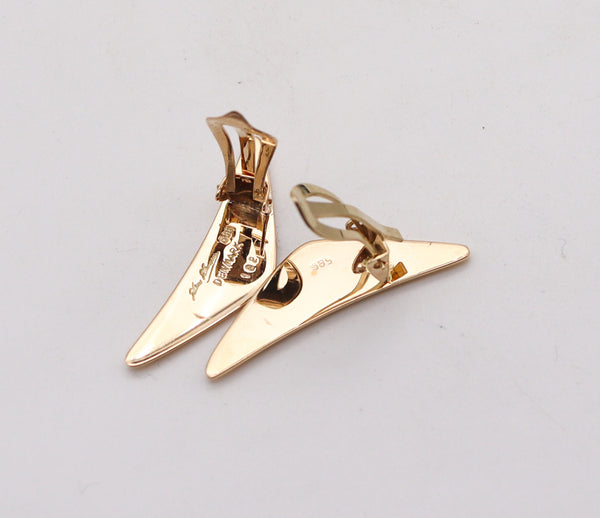 -Bent Gabrielsen 1960 For Hans Hansen Denmark Geometric Earrings In 14Kt Yellow Gold