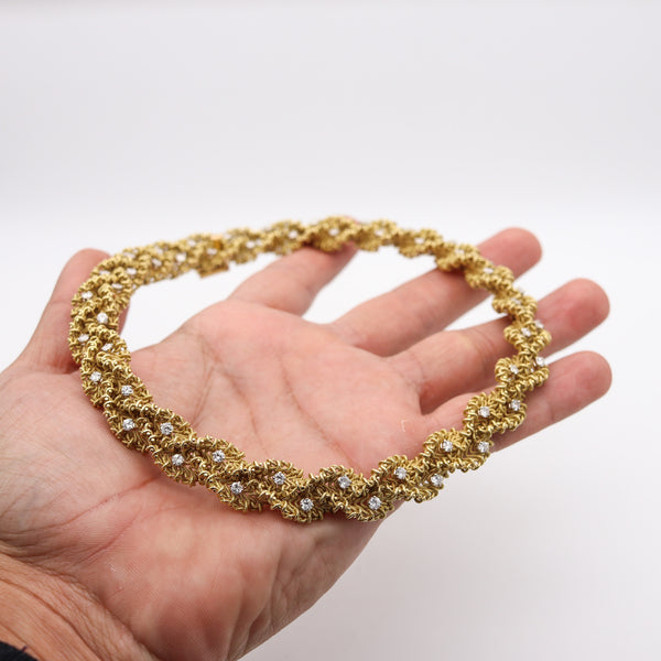 CHANTECLER 1960 Textured Twisted Necklace In 18Kt Gold With 5.15 Ctw In Diamonds