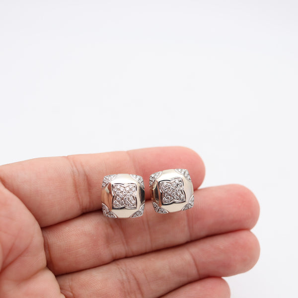 BVLGARI France Pyramid Clips-On Earrings In 18Kt White Gold & VS Diamonds