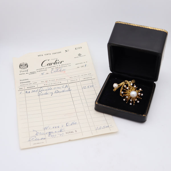 CARTIER 1970 Roger Lucas Sculptural Cocktail Ring With Diamonds & Pearls