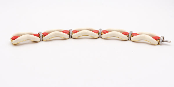 DAVID WEBB 1976 Enameled Bracelet In Solid 18kt Yellow Gold With Diamonds