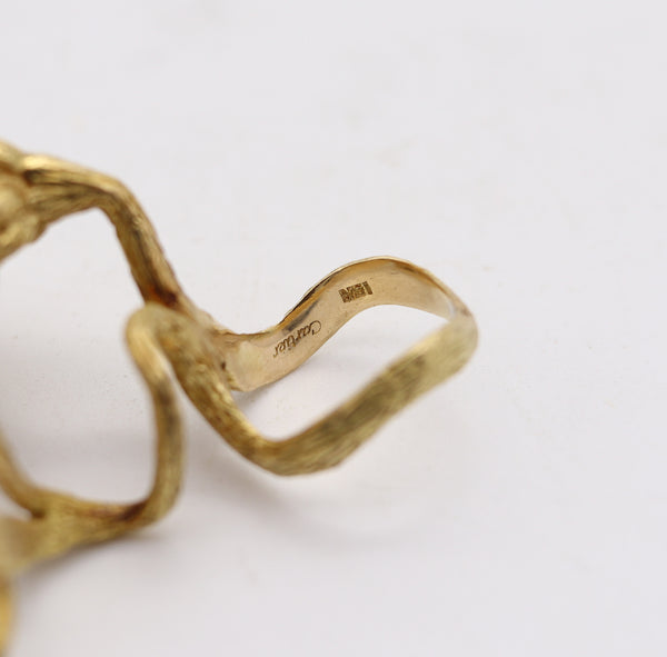 CARTIER 1970 Roger Lucas Sculptural Cocktail Ring With Diamonds & Pearls