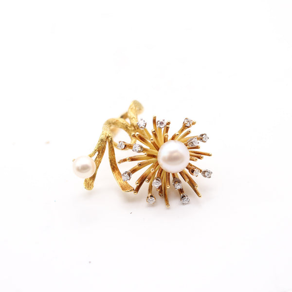 CARTIER 1970 Roger Lucas Sculptural Cocktail Ring With Diamonds & Pearls