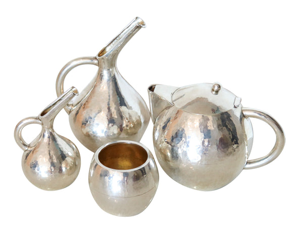 LALAOUNIS 1970 Greek Coffee-Tea Set In Hammered .900 Sterling Silver