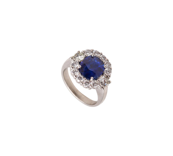 -Gia Certified Cocktail Ring In Platinum With 5.79 Ctw In Sapphire And Diamonds