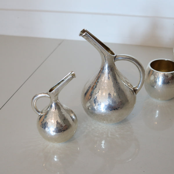 LALAOUNIS 1970 Greek Coffee-Tea Set In Hammered .900 Sterling Silver