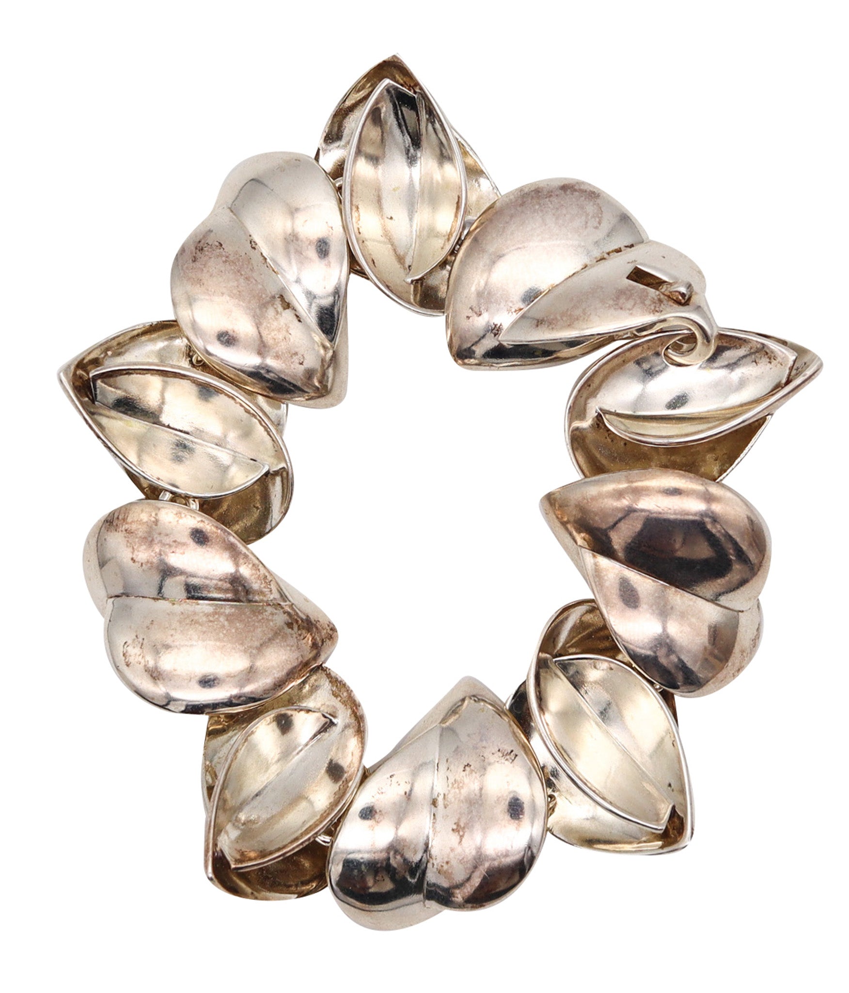 -Tiffany & Co. Frank Gehry Massive Geometric Hearts Bracelet In .925 Sterling Silver