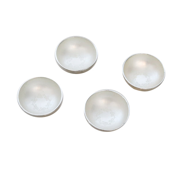 DANISH 1960 Modernist Table Salt Cellars Set In .925 Sterling Silver & White Enamel