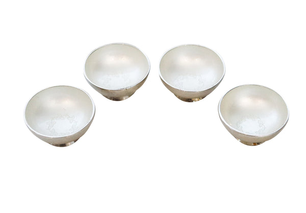 DANISH 1960 Modernist Table Salt Cellars Set In .925 Sterling Silver & White Enamel