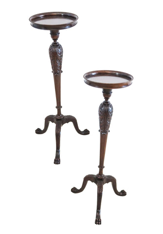ENGLAND 1890 Victorian Continental Pair Of Pedestals Carved In Mahogany Wood