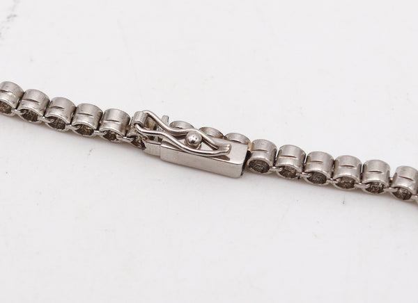 -Art Deco 1935 Riviera Bracelet In Solid Platinum With 4.93 Ctw Diamonds
