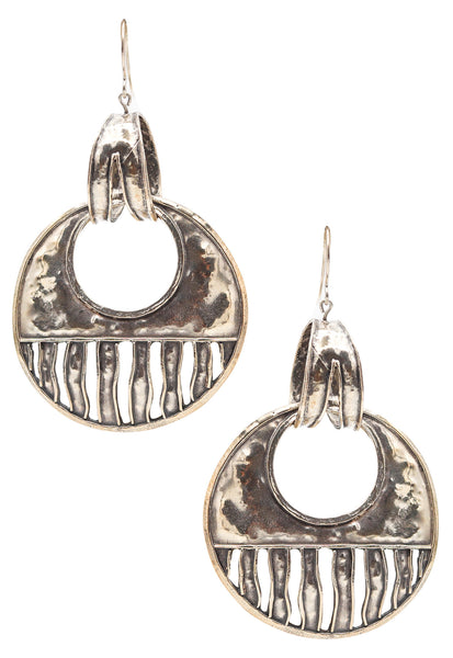 AMERICAN STUDIO 1980 Dangle Drop Earrings In Hammered .925 Sterling Silver
