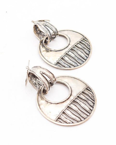 AMERICAN STUDIO 1980 Dangle Drop Earrings In Hammered .925 Sterling Silver