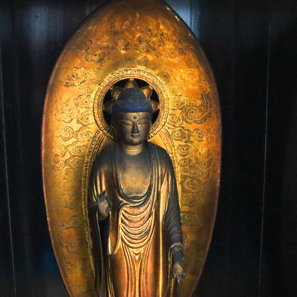 JAPAN 1810 Edo Period Large Butsudan Home Altar With Amida Nyorai In Wood