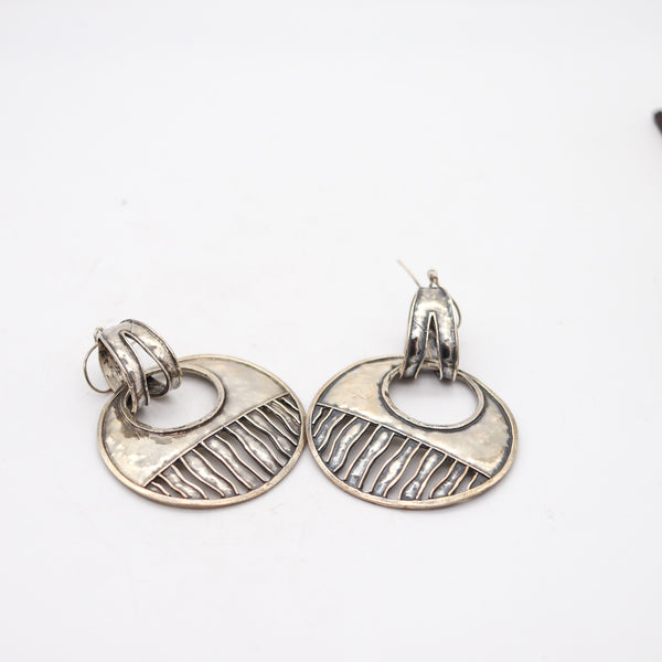 AMERICAN STUDIO 1980 Dangle Drop Earrings In Hammered .925 Sterling Silver