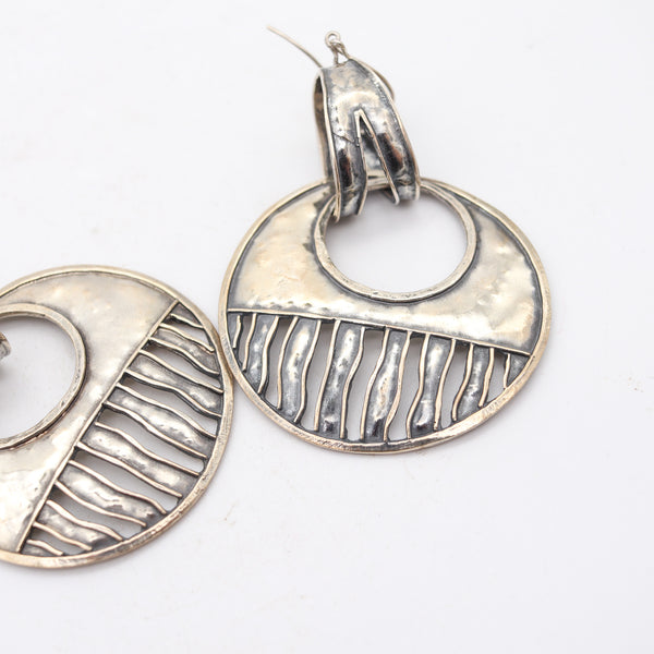 AMERICAN STUDIO 1980 Dangle Drop Earrings In Hammered .925 Sterling Silver