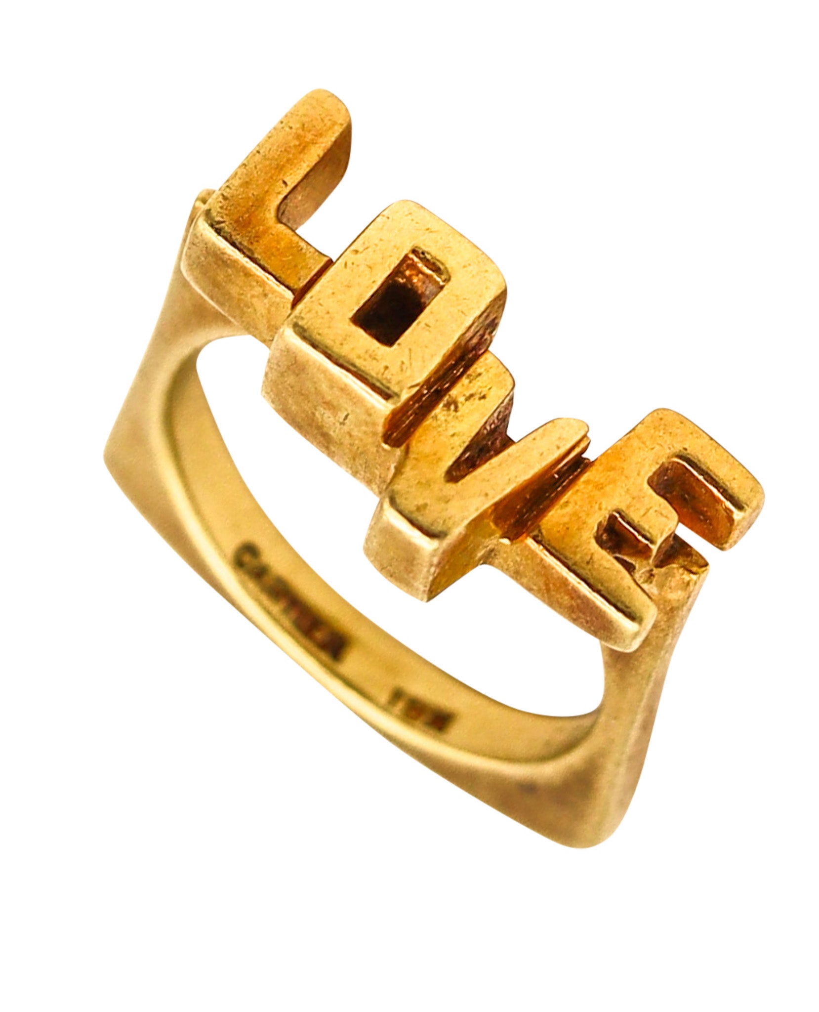 CARTIER 1970 By Aldo Cipullo Geometric LOVE Ring In Solid 18Kt Yellow Gold