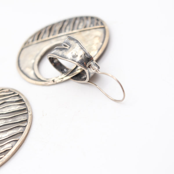 AMERICAN STUDIO 1980 Dangle Drop Earrings In Hammered .925 Sterling Silver