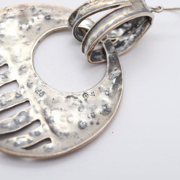 AMERICAN STUDIO 1980 Dangle Drop Earrings In Hammered .925 Sterling Silver
