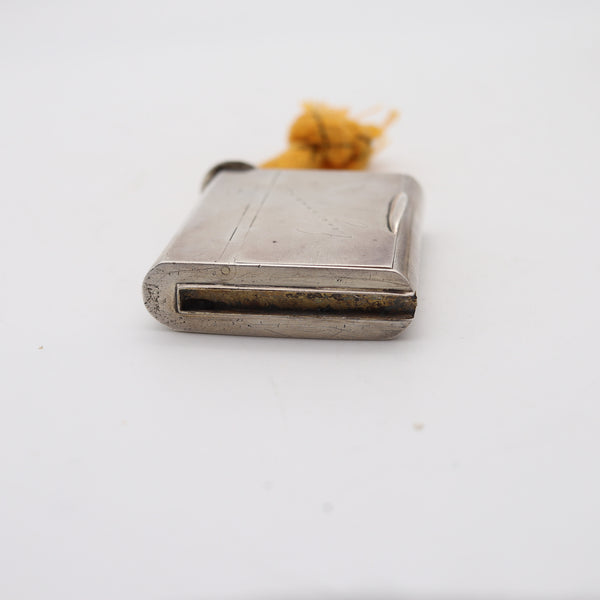 ASPREY & Co. 1914 London Pocket Vesta Case In Solid .925 Sterling Silver With Cord