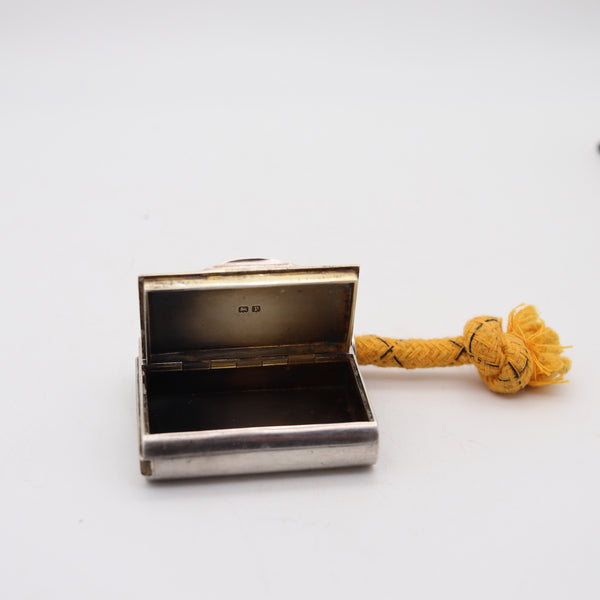 ASPREY & Co. 1914 London Pocket Vesta Case In Solid .925 Sterling Silver With Cord