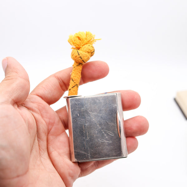 ASPREY & Co. 1914 London Pocket Vesta Case In Solid .925 Sterling Silver With Cord