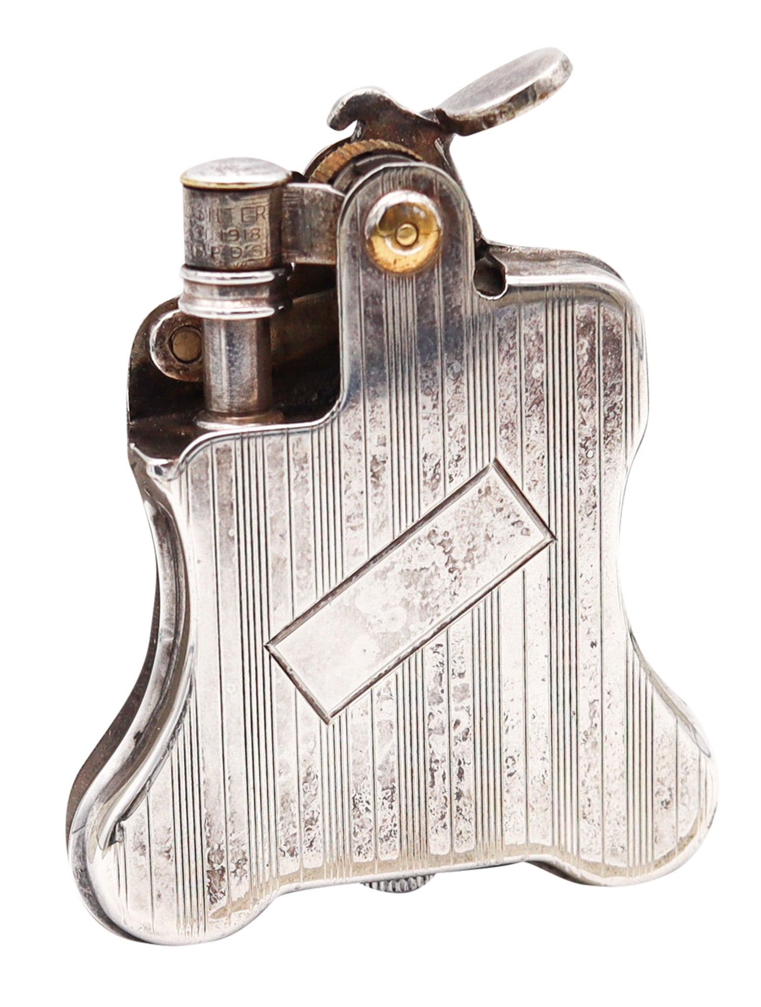 Ronson 1926 Art Deco Rare Near Mint Banjo Automatic Lighter In Silver On Steel