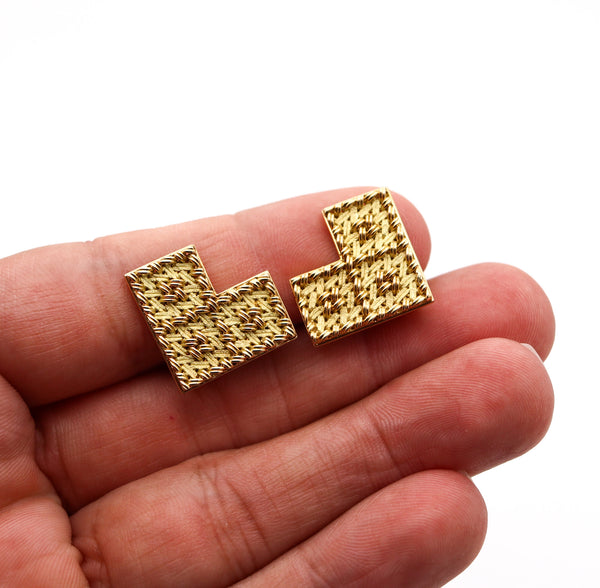 GEORGES L'ENFANT 1970 For Gubelin Clips-On Earrings In Solid 18Kt Yellow Gold