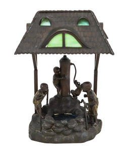 OSWALD SCHIMMELPFENNIG 1890 Table Lamp With Childrens In a Water Pump