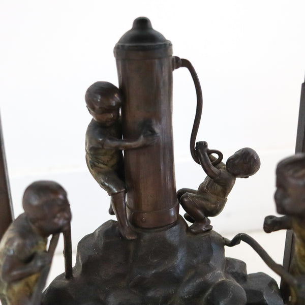 OSWALD SCHIMMELPFENNIG 1890 Table Lamp With Childrens In a Water Pump