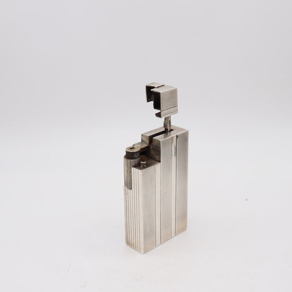 ROYAL Paris 1938 Art Deco French Desk-Table Petrol Lighter In .900 Sterling Silver