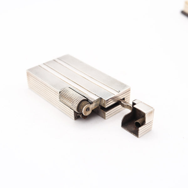 ROYAL Paris 1938 Art Deco French Desk-Table Petrol Lighter In .900 Sterling Silver