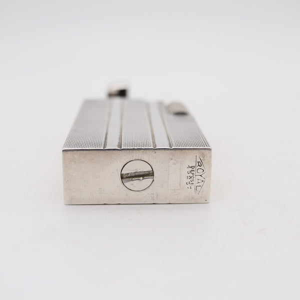 ROYAL Paris 1938 Art Deco French Desk-Table Petrol Lighter In .900 Sterling Silver