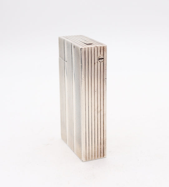 ROYAL Paris 1938 Art Deco French Desk-Table Petrol Lighter In .900 Sterling Silver