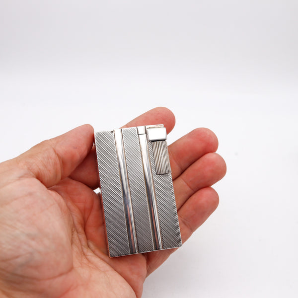 ROYAL Paris 1938 Art Deco French Desk-Table Petrol Lighter In .900 Sterling Silver