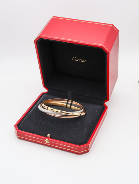 CARTIER Paris Panther Trinity Bangles In 18Kt Gold With Pave Diamonds & Onyxes