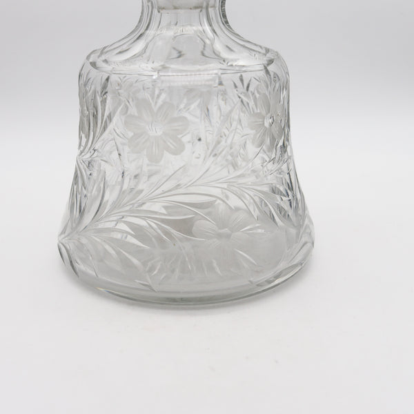 -Edwardian 1905 Guilloché  Enamel Perfume Bottle In .925 Sterling And Cut Glass