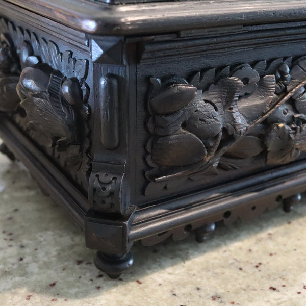GERMANY 1870 Black Forest Oversized Cigar Humidor Box In Carved Oak Wood