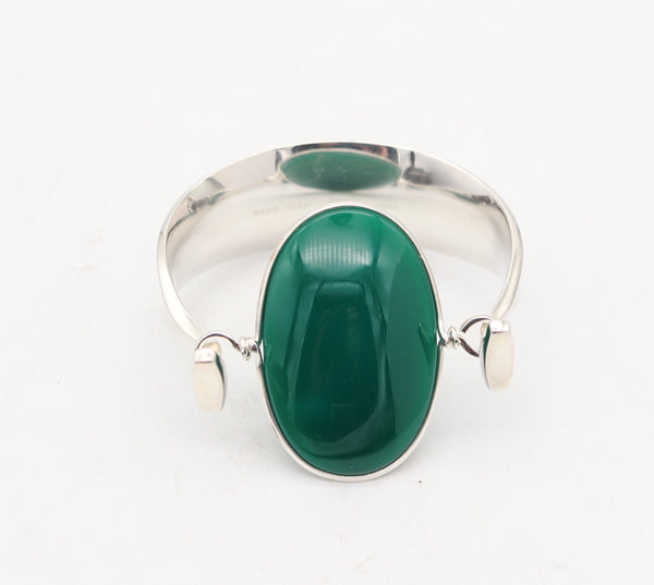 GEORG JENSEN By Vivianna Torun Bracelet In Sterling Silver & 55.80 Cts Chrysoprase