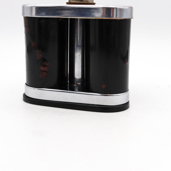 Dunhill 1935 Art Deco Triangular Desk Silent Lighter In Chrome Bakelite And Catalin