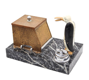 -Ronson 1930 Pik A Cig Magic Penguin Lighter Cigarette Dispenser Desk Box